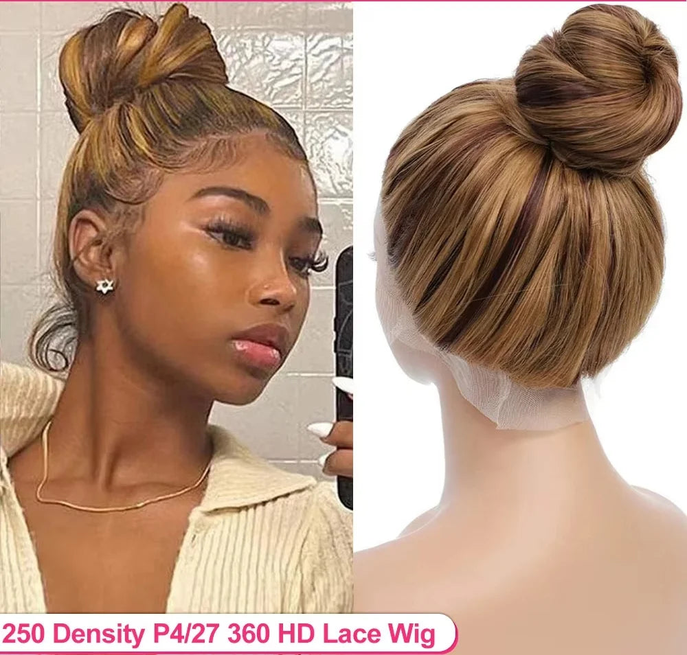 Hidden Invisible Strap 360 Full Hd Lace Glueless Wig Straight Chocolate Brown Lace Front Wigs Human Hair 360 Frontal Wig