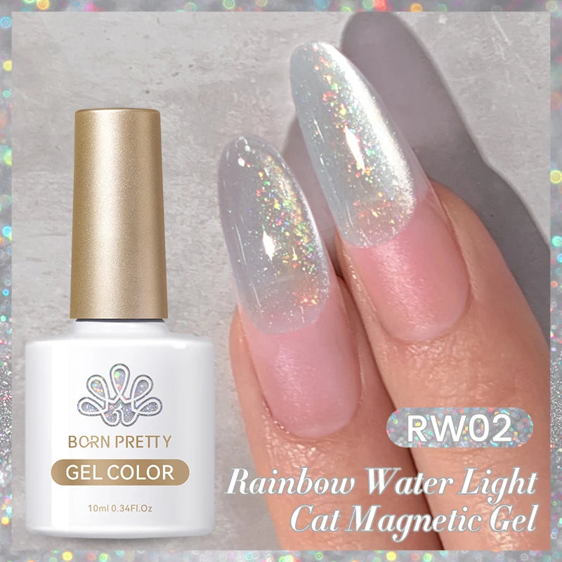 BORN PRETTY Water Light Cat Magnetic Gel Nail Polish Nude Milk White Jelly Color Semi Permanent Soak Off UV LED Gel Varnish DIY