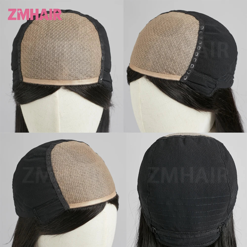 6*6 Silk Top Virgin European Human Hair Wig Bangs Natural Hairline Silk Base Glueless Elastic Cap Breathable Wear To Go Wig For