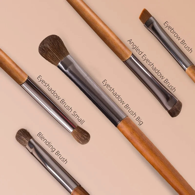 5pcs Horse Hair Eyeshadow Makeup Brushes Set with Bag Eyebrow Eye Shadow Blending Brushes Make up Brush Animal Hair Makeup Tools