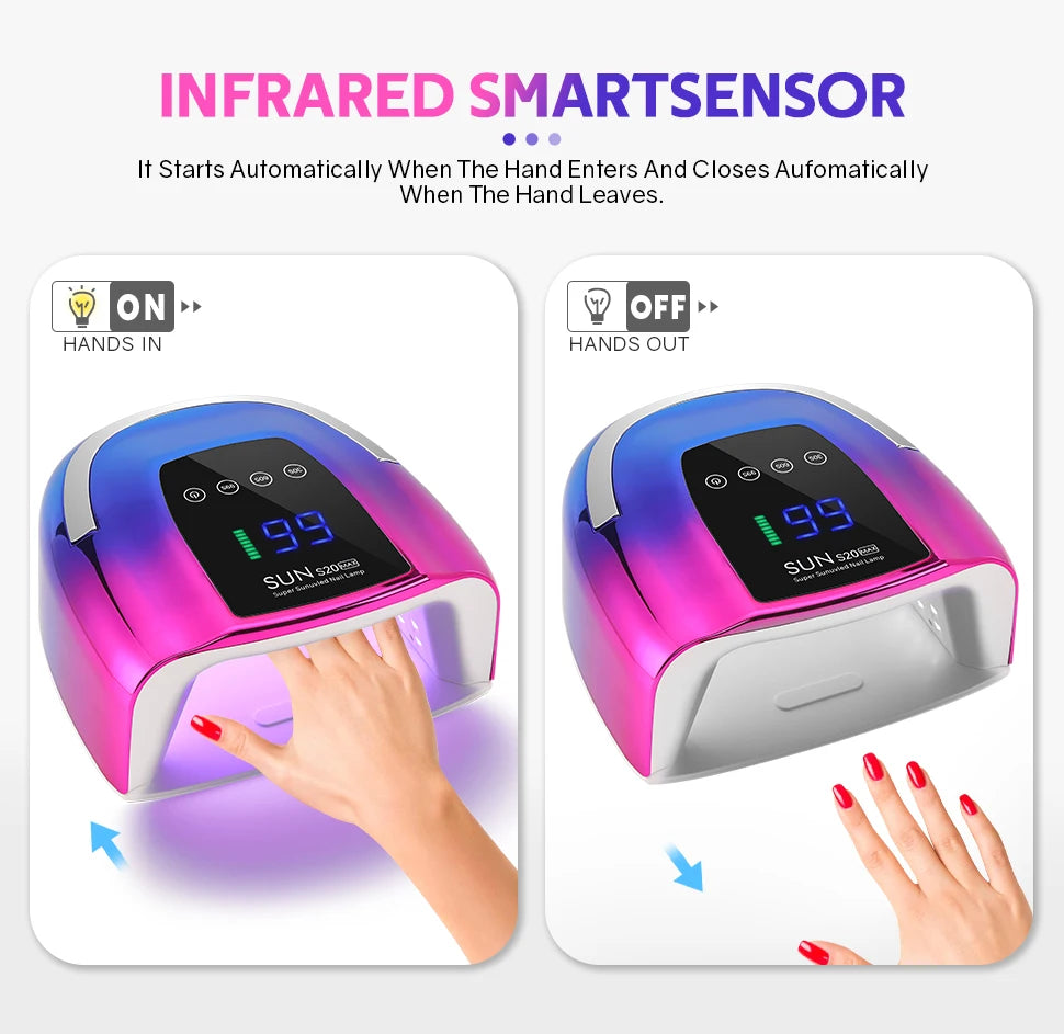 48 LEDs ,200W UV Nail Lamp , LCD Screen, Rechargeable – Cures All Gel Nails, Manicure & Nail Art Tool