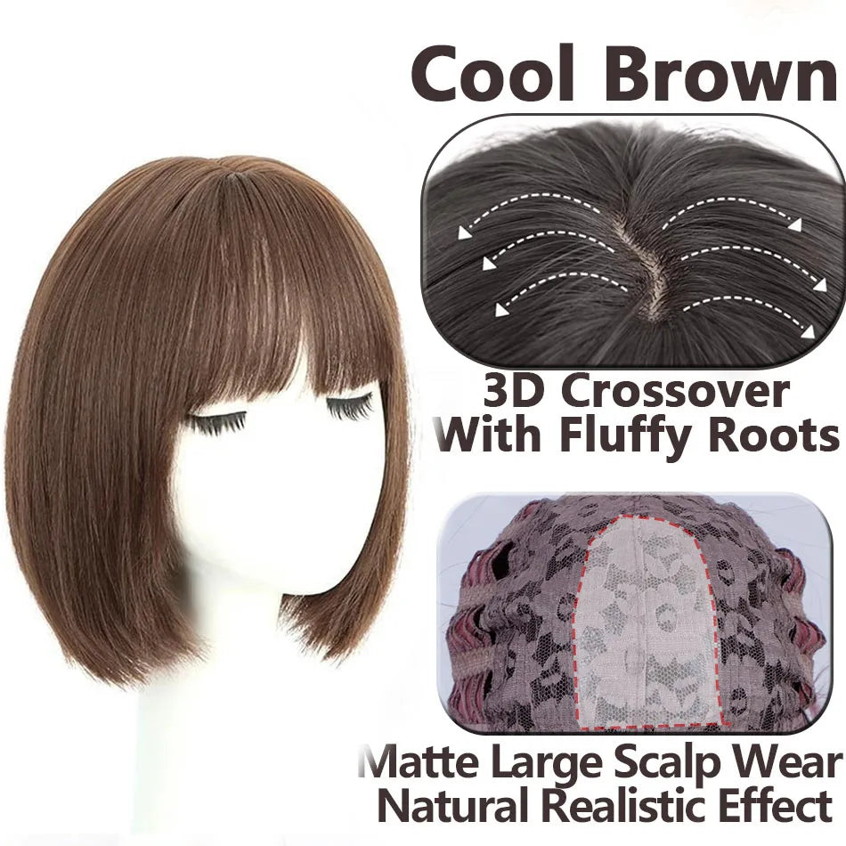 Shoulder Layered Synthetic BOB Wig With Transparent Lace Front Straight Heat Resistant Wig Hair For Women Daily Cosplay Party