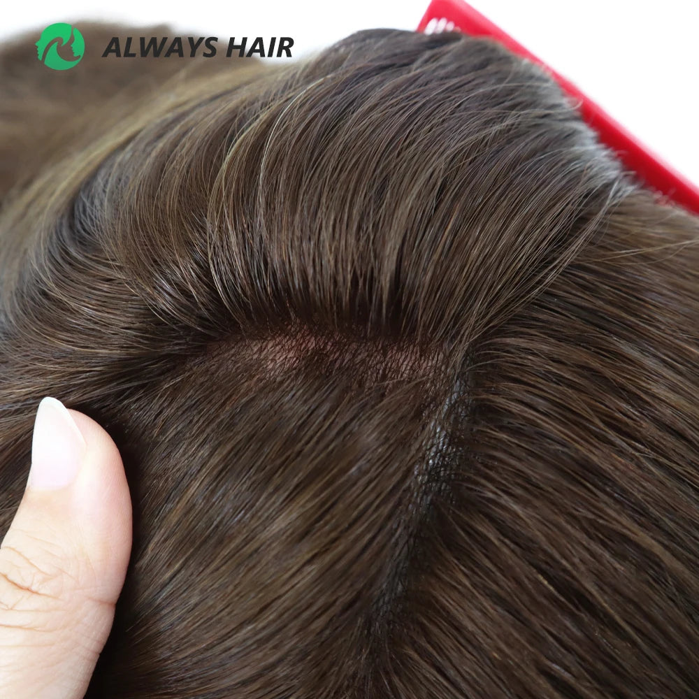 TP22- 18" Thin Skin Toupee For Women 7x9" Polyskin Brazilian Hair Human Hair Toppers