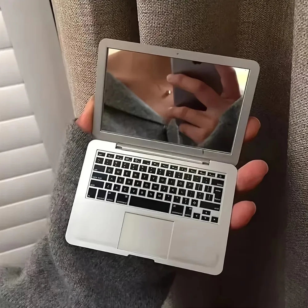 Creative Portable Mini Computer Mirror High Quality Foldable Makeup Mirror Laptop Shape Pocket Mirror Beauty