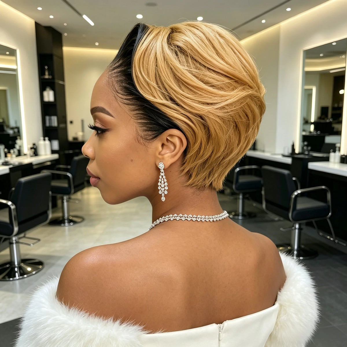 13x4 Lace Front Human Hair Wig Two Tone Honey Blonde & Black Short Straight Bob Wigs 180% Density For Women