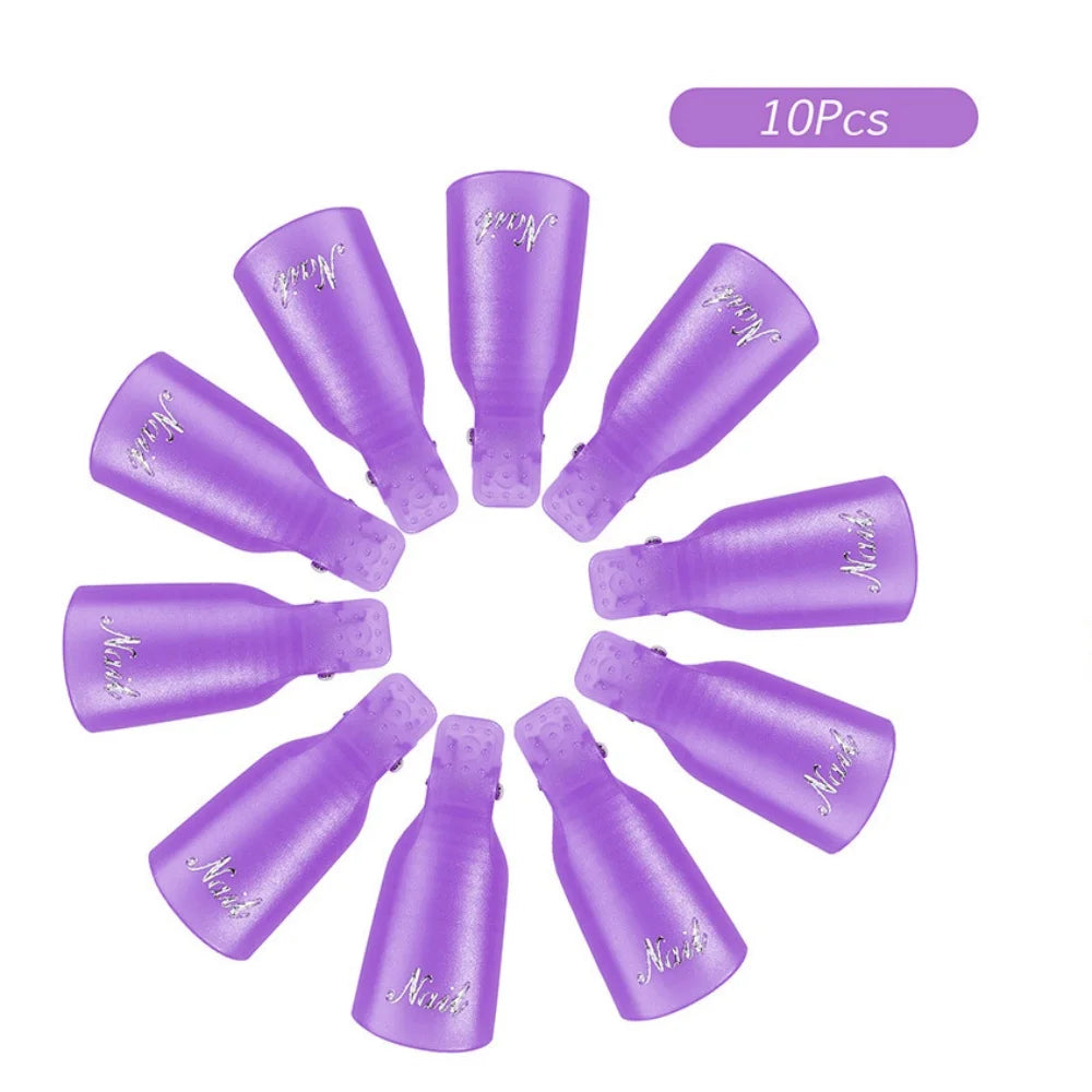 2.6OZ Acrylic Remover Liquid 10 Pieces Nail Polish Remover Caps Remover Clips for Nail Art Anti-Slip Plastic Clips