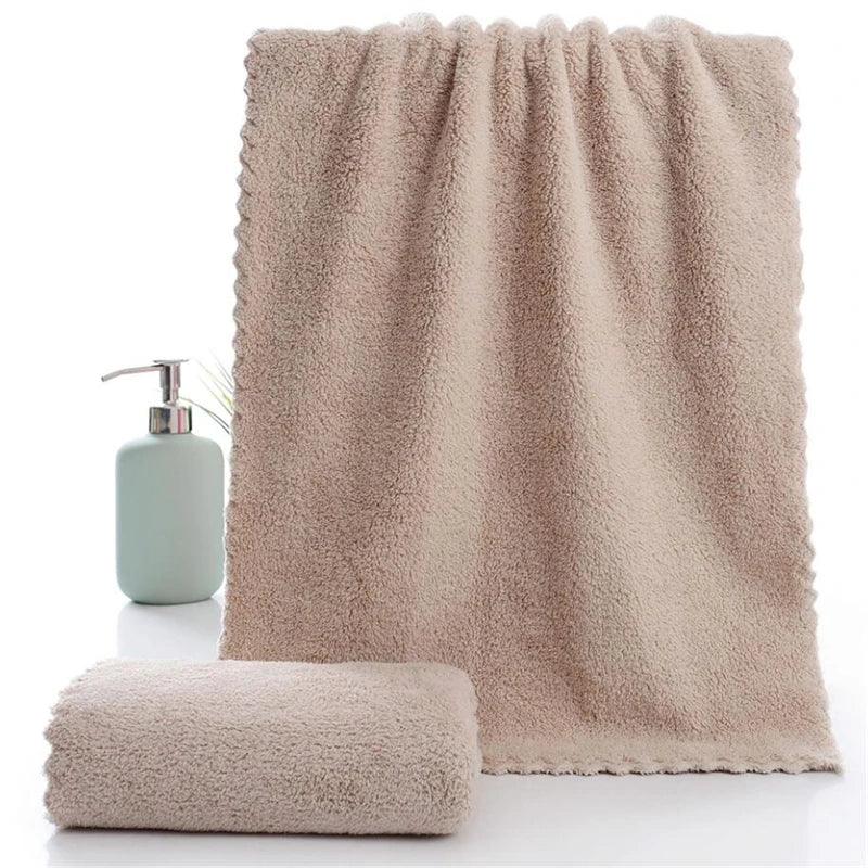 Soft Towel Bath Washing Cleaning Swimming Bathing Tools Dry Hair Water Absorbent Double-Sided Coral Velvet Microfiber Towel