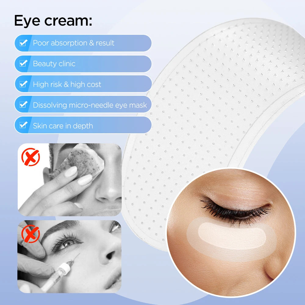 Microneedle Eye Patches Mask Korean Skin Care Hyaluronic Acid 1-10PCS for Anti Wrinkle Aging Dark Circle Eyes Mask Moisturizing