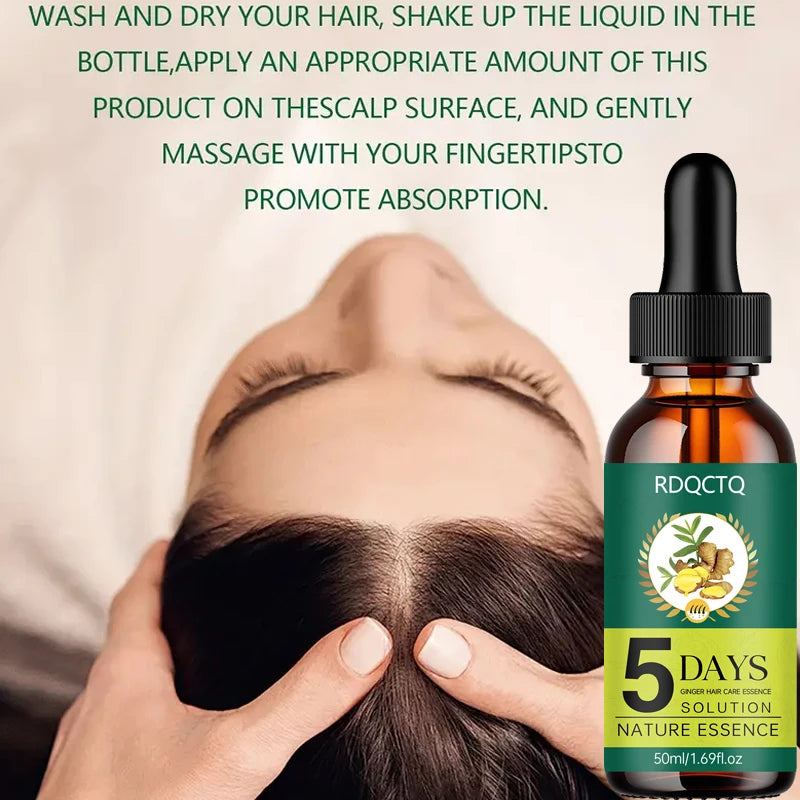 5-Day Ginger Hair Serum | Natural Nourishing Essence | Frizz Control & Shine Boost | Hair Care Treatment