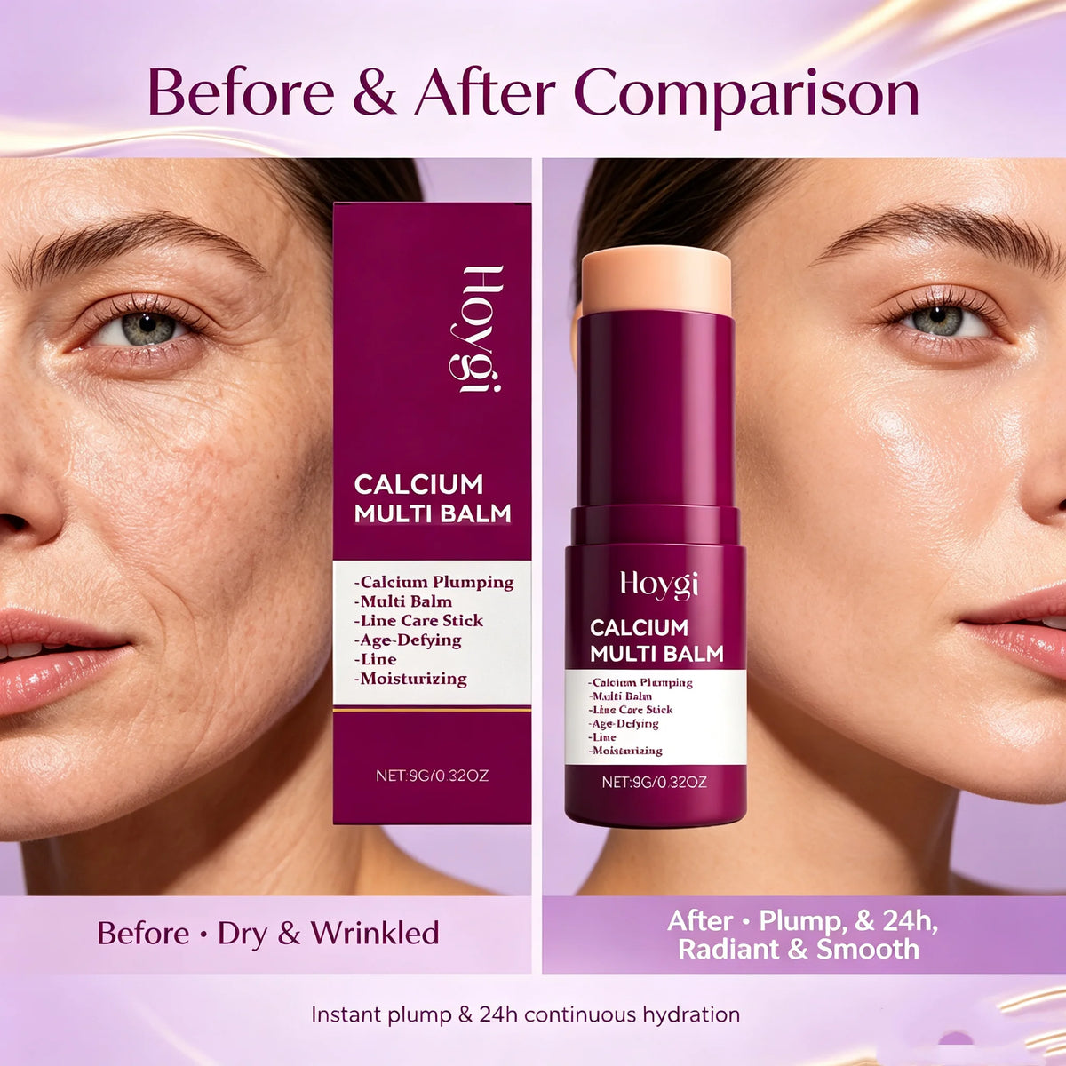 Calcium Multi Balm Stick Moisturizing & Anti-Wrinkle Stick for Eye Neck & Face Firming Sagging Skin Deep Hydration Nourishing Skin Care Neck Cream Eye Cream Balm Travel Friendly On the Go Moisturizer