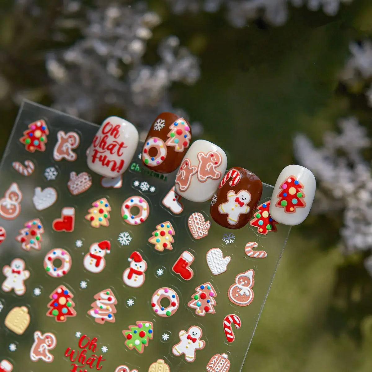 5D Embossed Jelly Crystal Ball Nail Art Christmas Stickers Gingerbread Man 3D Nails Decoration Stickers DIY Self Adhesive Decals