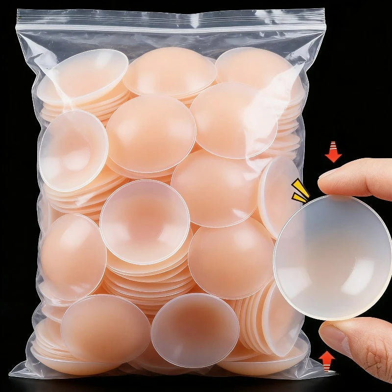 Round Reusable Breast Petals Lift Invisible Silicone Bra-less Pasties Pad Nipple Cover Invisible Petal Adhesive Stick on Bra