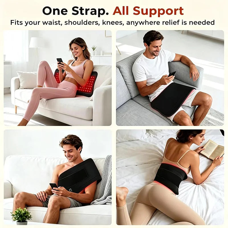 140LEDs Red Light Therapy Belt Near Infrared Red Light Therapy 660nm&850nm Puls Light Modes For Body Back And Waist Pain Relief