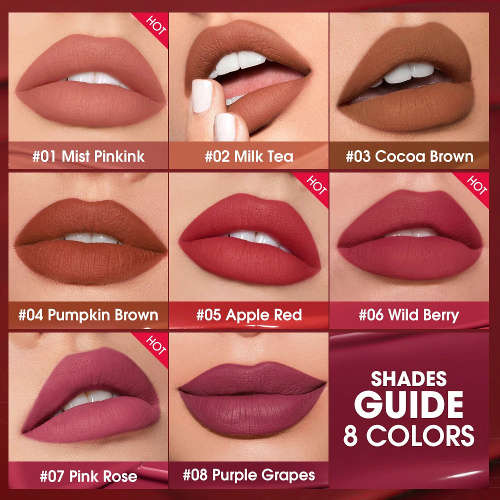 O.TWO.O Newest Lipstick Waterproof Makeup Lip gloss Rose Rouge Silk Liptint Matte Sexy Red Lip Stain Liquid Lipgloss