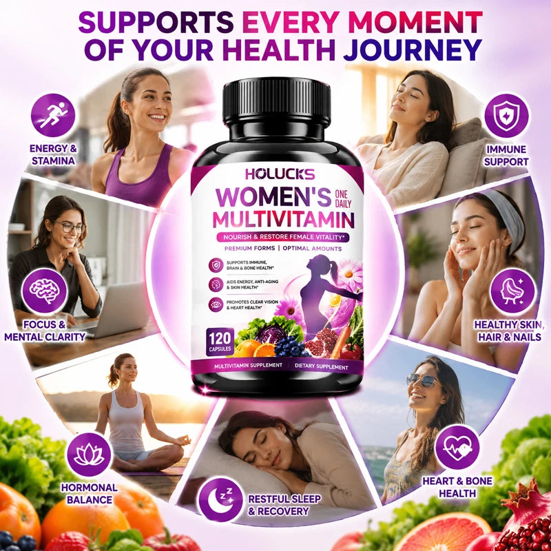 Women's Multivitamin Capsules, with Vitamin A C D3 E B- Calcium Zinc Collagen CoQ10, Support Energy, Bone, Anti-Aging & Vitality