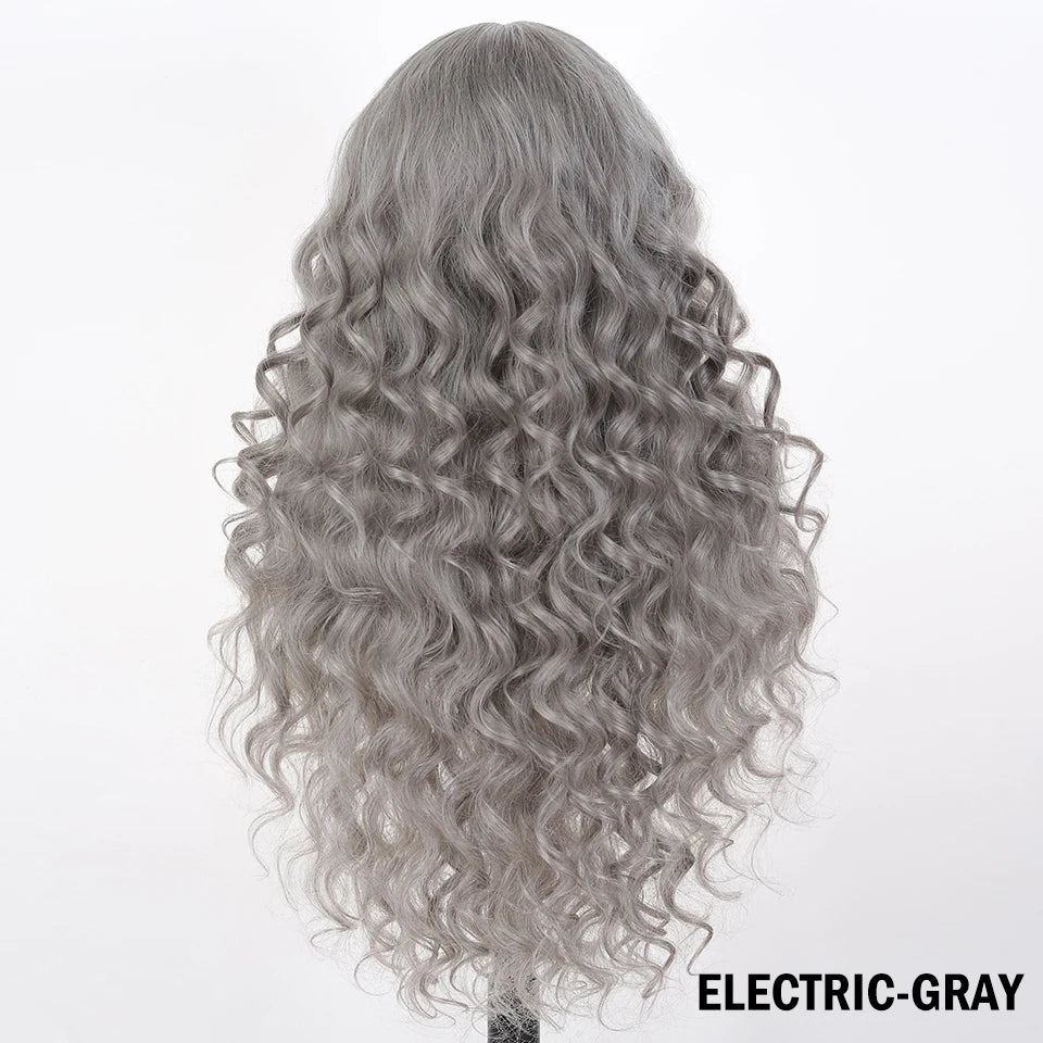 13x6 HD Synthetic Blend Lace Front Wig 30 Inch Long Deep Wavy Ombre Blonde Ginger for Afro Women Heat Resistant Cosplay Wig