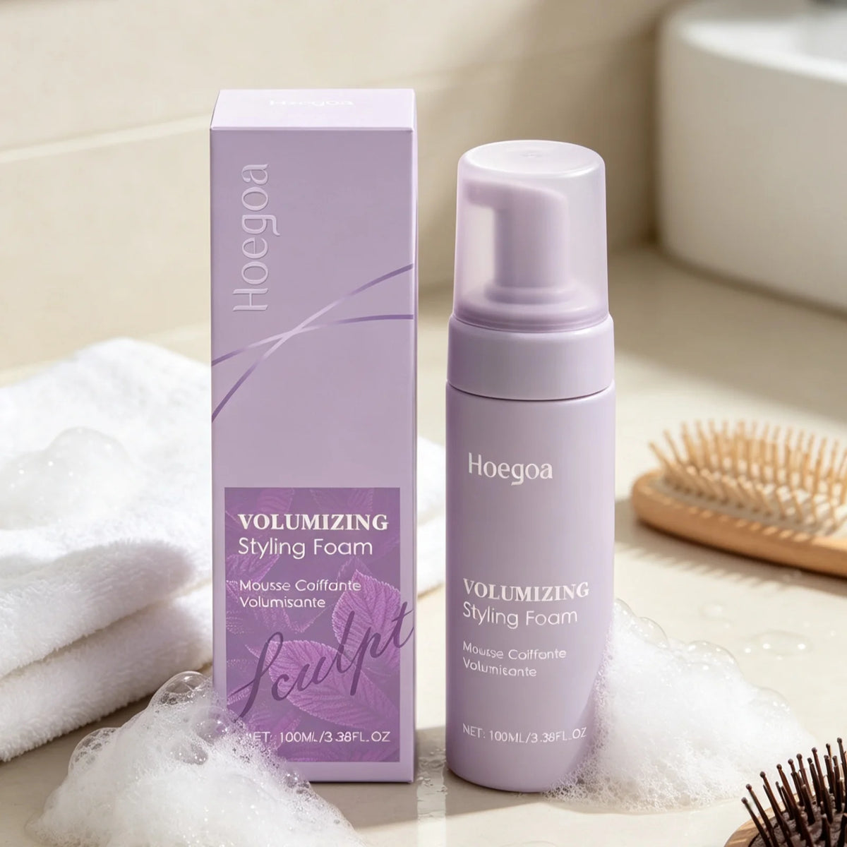 Hoegoa Hair Styling Mousse Deep Moisturizing Long Lasting Styling Oil Control Refreshing Reduce Frizzy Hair Volumizing Mousse