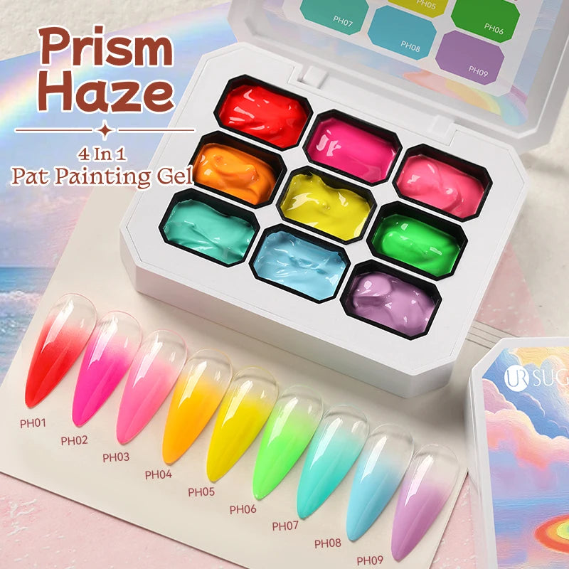 UR SUGAR 4 In 1 Pat Painting Gel Nail Polish Blooming Transfer Design UV LED Soak Off Gel Varnish Gradient Patting Gel Palette
