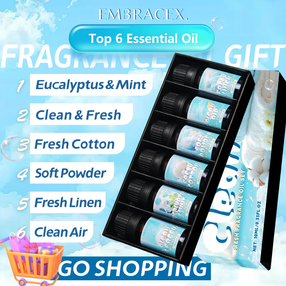 6PC/1PC Clean Fragrance Oils Gifts Box Fresh Fragrance Oil Candle Making Gift To Friends