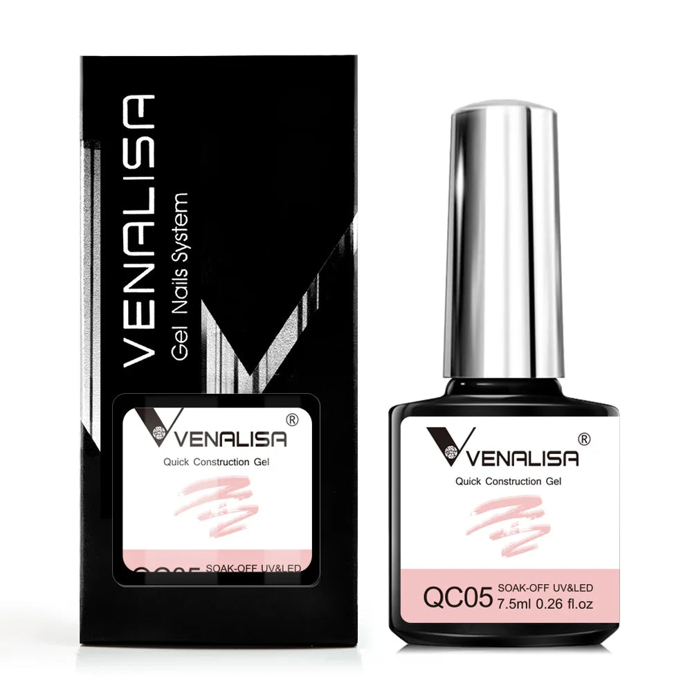 VENALISA Quick Construction Gel Jelly Color Semi Transparent Nail Gel Polish Fast Construction Soak Off UV LED Nude Pink Gel 7.5