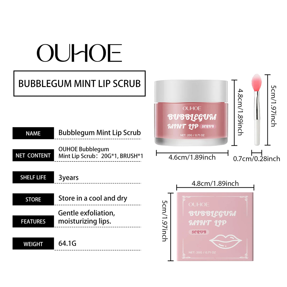Strawberry Mint Lip Exfoliator Sea Salt Scrub Gentle Polishing For Chapped Peeling Lips Smoothing Lip Prep Before Lipstick