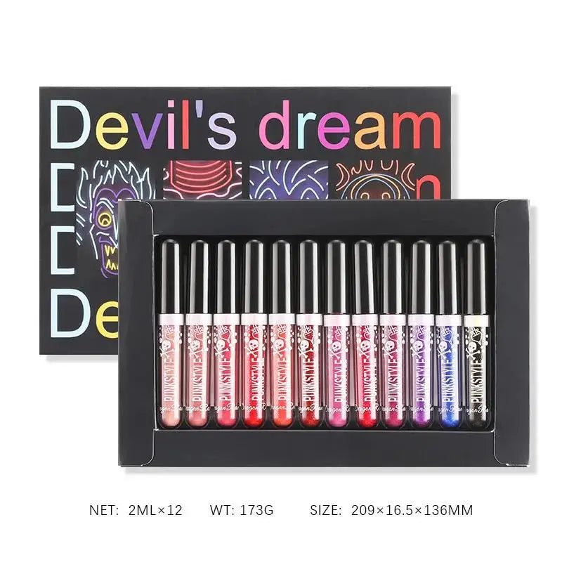 Halloween Diamond Glitter Matte Liquid Lipstick Long Lasting Waterproof Shiny Metal Lip Glaze On Stick Set