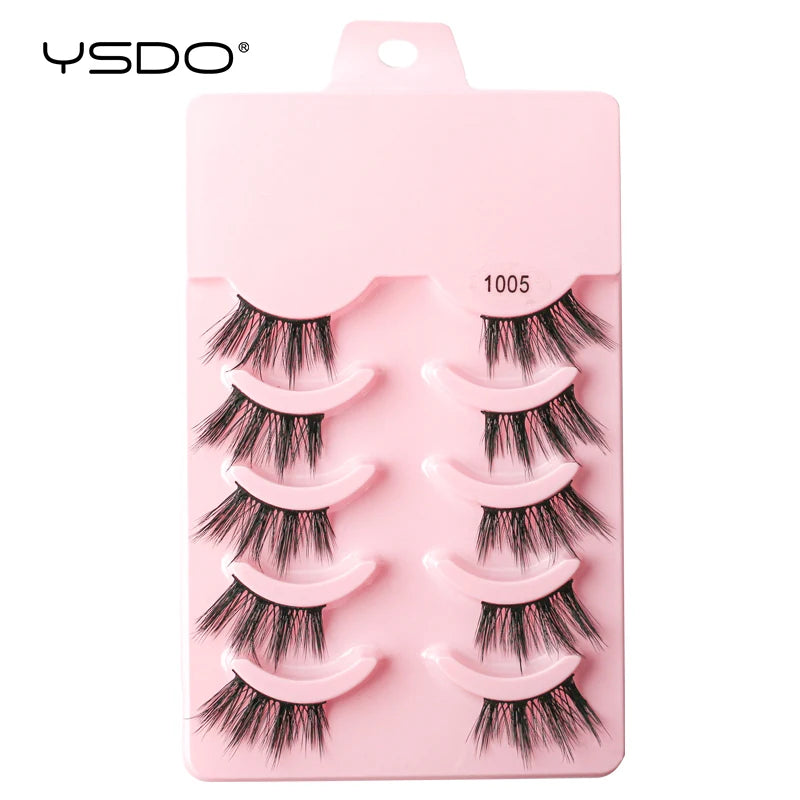 YSDO 5/10 Pairs Natural Eyelash Extension Hand Made Maquilagem Fluffy Fake Half Lashes Soft 3D Mink Lashes Makeup Faux Cilios