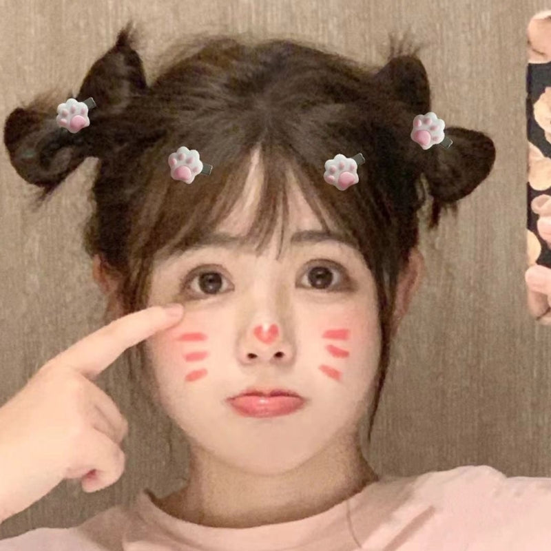 1pc/1pair Mini Cat Paw Shape Hairpin Teens Christmas Ponytail Bangs Hair Clip
