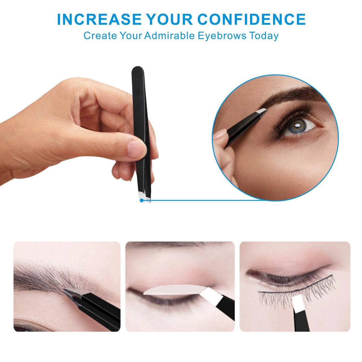 4-in-1 Precision Tweezers Set, Stainless Steel, Multi-Tip, Perfect for Eyebrow & Hair Removal