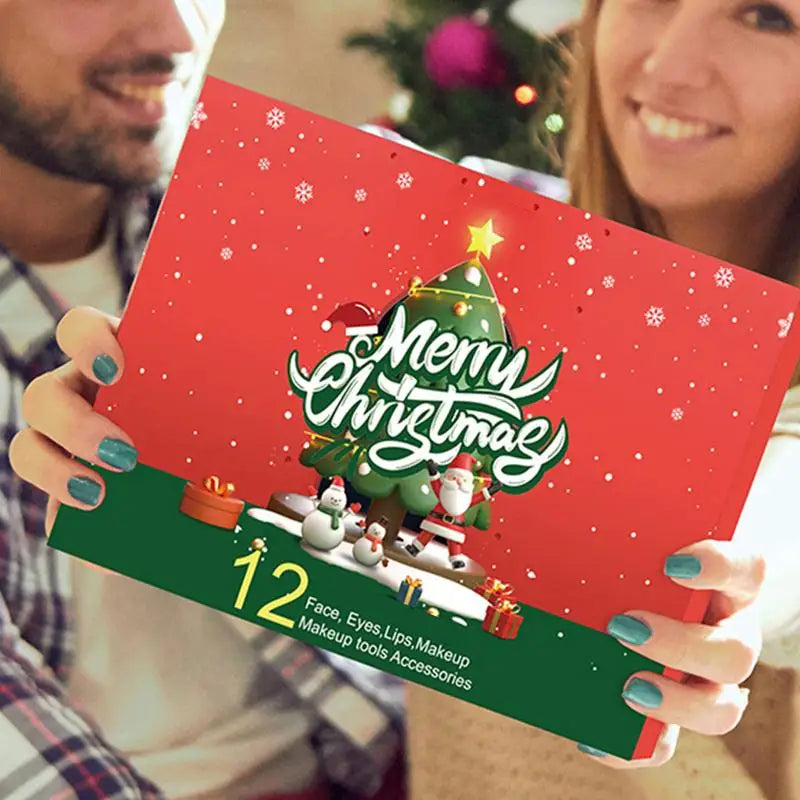 Christmas Countdown Calendar Makeup Kit 12pcs face Makeup kit Lipstick Eye Shadow Concealers Cosmetics Christmas Gift Box