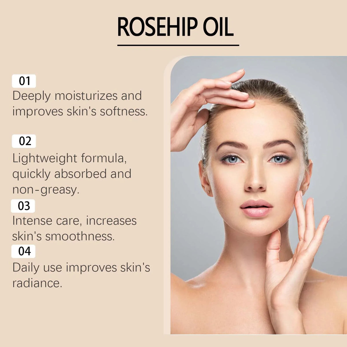Moisturizing Squalane Rosehip Face Oil Lifting Firming Fade Fine Lines Smoothing Nourishing Skin Rejuvenation Facial Care Oil