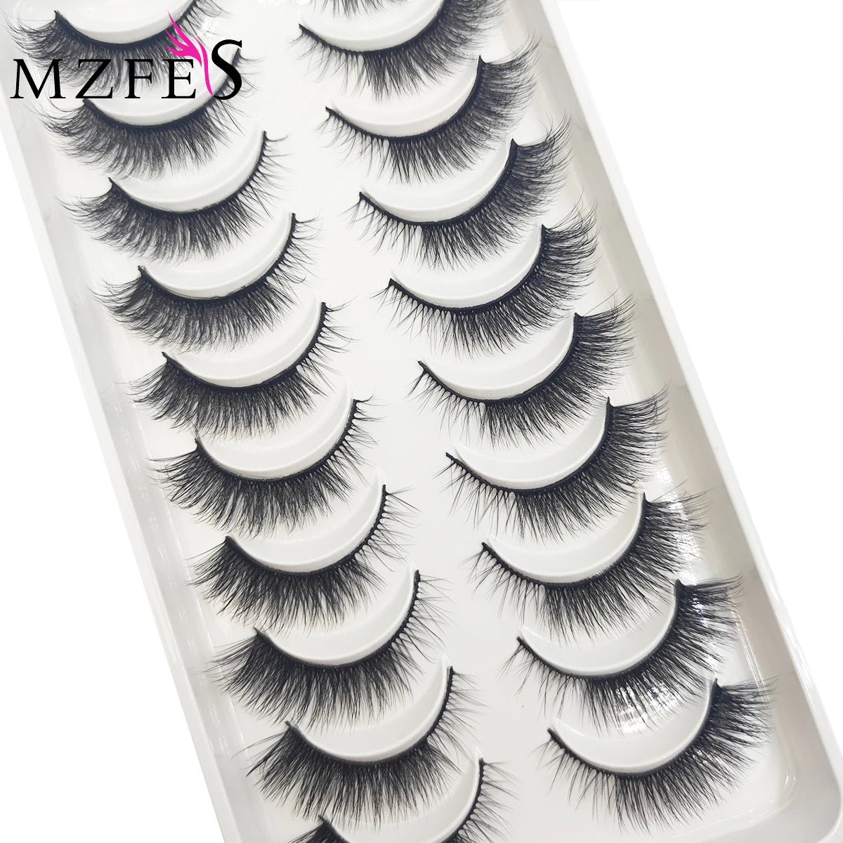 10 Pairs Natural 3d Mink Lashes Soft False Eyelashes Cross Messy Dense Eye Lashes Extension Makeup Faux Cils Cat Mini