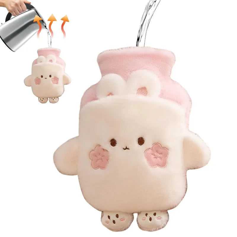 Water Injection Hot Water Bag Thickened Explosion-proof Hot Compress Warm Stomach Warm Water Bag Cute Plush Warm Water Treasure