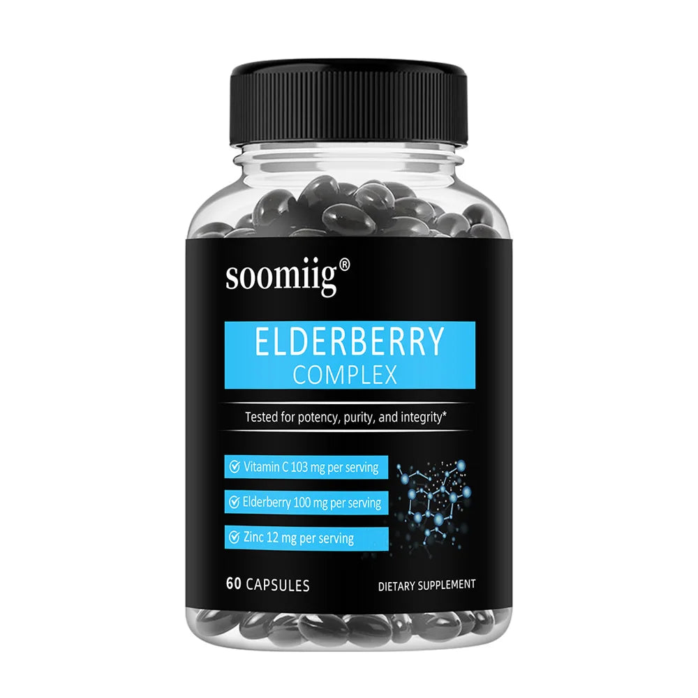 Elderberry + Vitamin C + Zinc-Antioxidant, Immune System Booster, Improves Skin Radiance and Tone, Support Cardiovascular Health