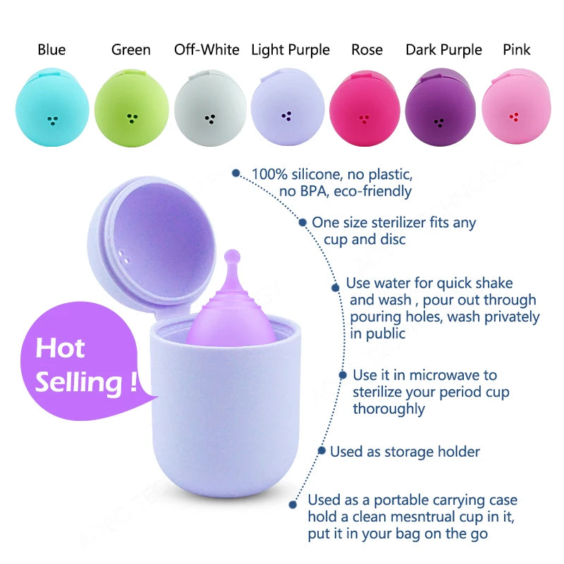 10pcs Silicone Case Sterilizer Bpa-Free Cleaner Container To Clean And Store Menstrual Cups Sterilizer Case