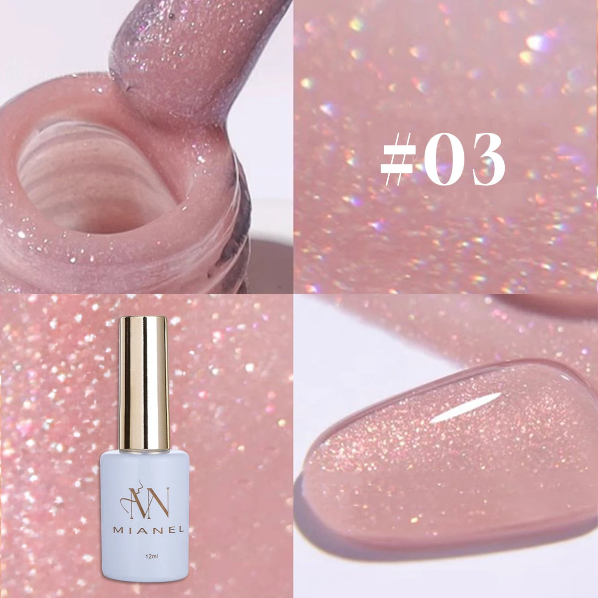 MN 1-9PCS Pink Blue White Green Color Series Gel Nail Polish With Strobe Glitter Brocade Diamond Gel Polish
