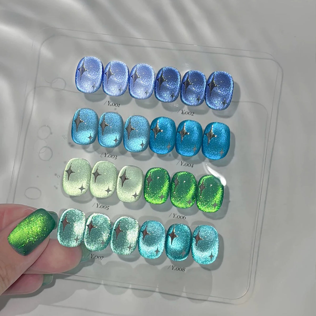 MIANEL 10ML 2026 New Satin Blue Glacier BubbleCrystal Cat Eye Gel Nail Polish For Nail Salons Blue Nails 1-8PCS