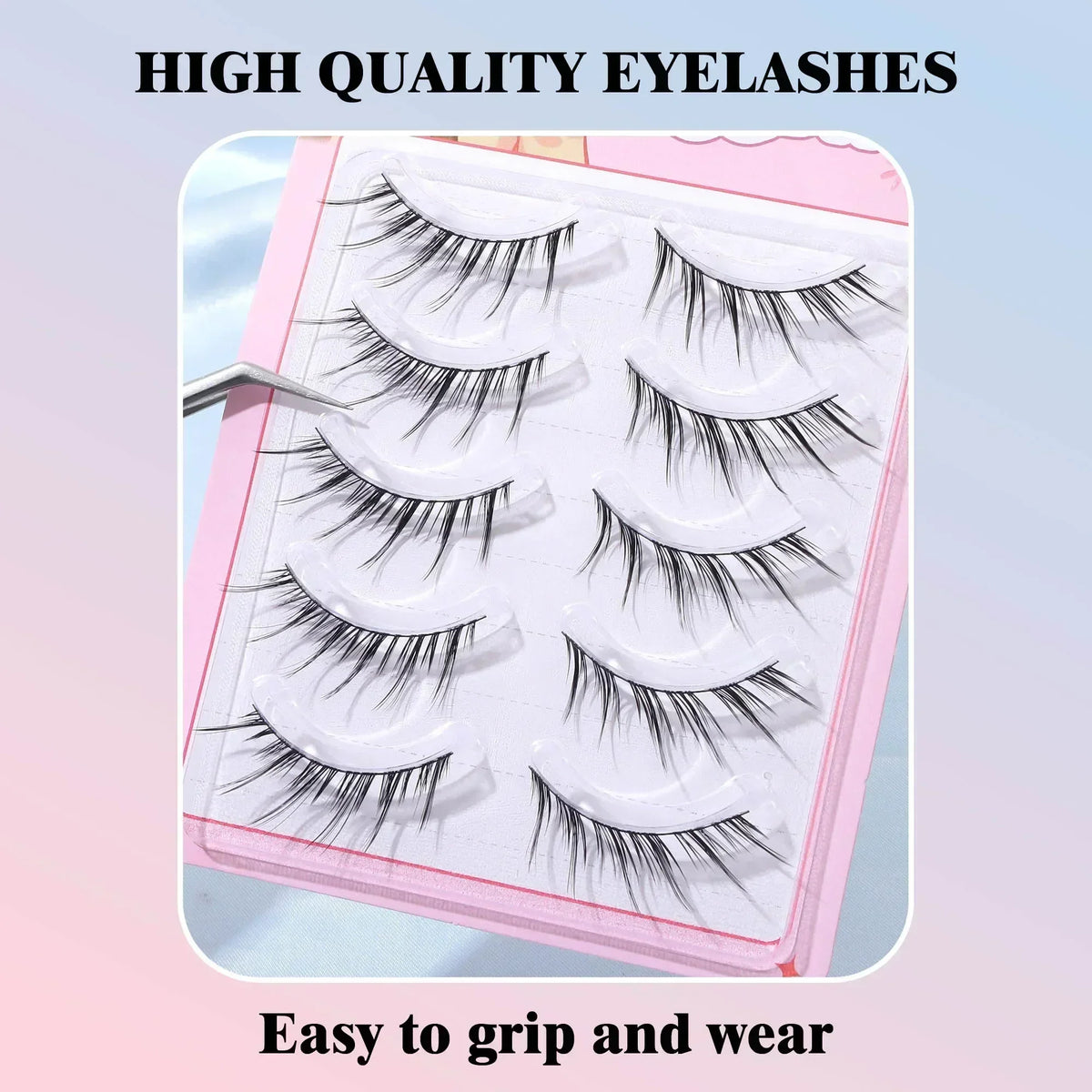 Individual Lash Clusters Natural Fluffy Wispy False Eyelashes Set Cute Cartoon Packaging Perfect Christmas Small Gift