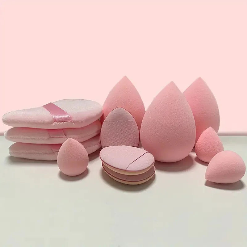 Solid Color 12PCS Makeup Sponge Set, Loose Powder and Finger Catching Thumb Puff Cotton Mini Powders Puffs Soft Makeups Eggs Set