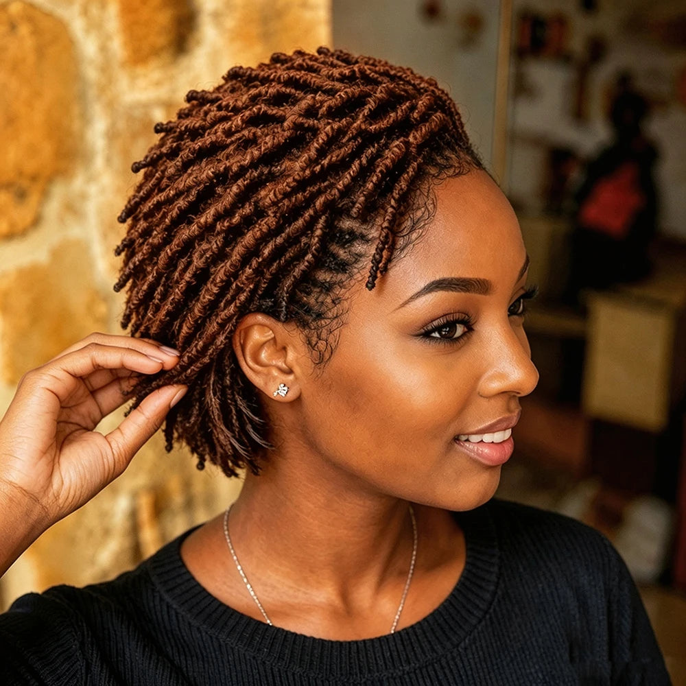 Twist Dreadlock 13×4 Lace Front Wigs Human Hair Afro Short Curly Wigs for Women 200% Density Bazilian Hair Hairpiece for Daily