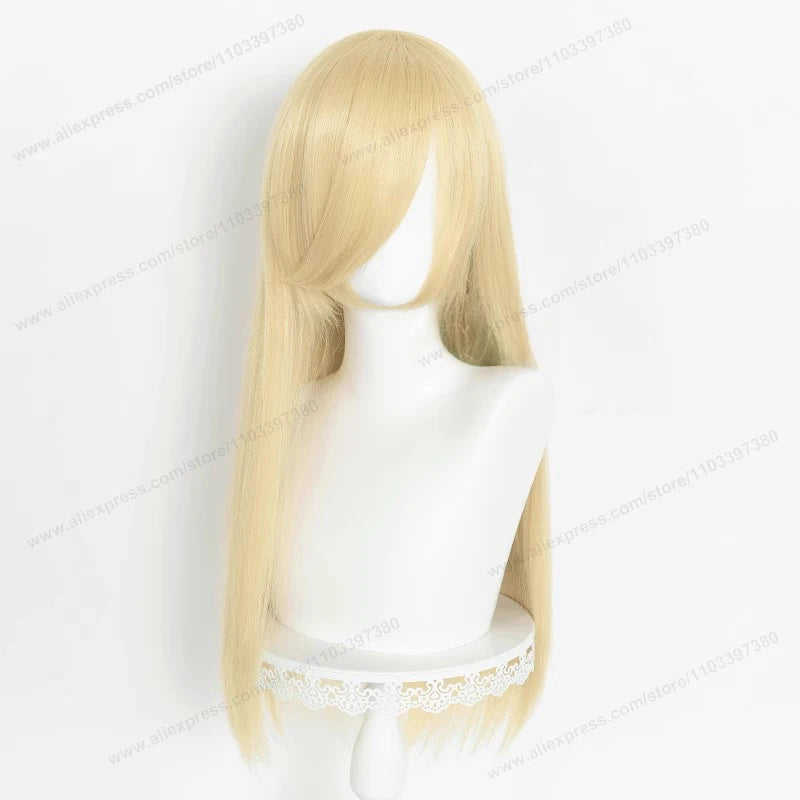 60cm Long Straight Cosplay Synthetic Wig With Bangs Golden Yellow Green Blonde Purple Heat Resistant Hair Anime Wigs + Wig Cap