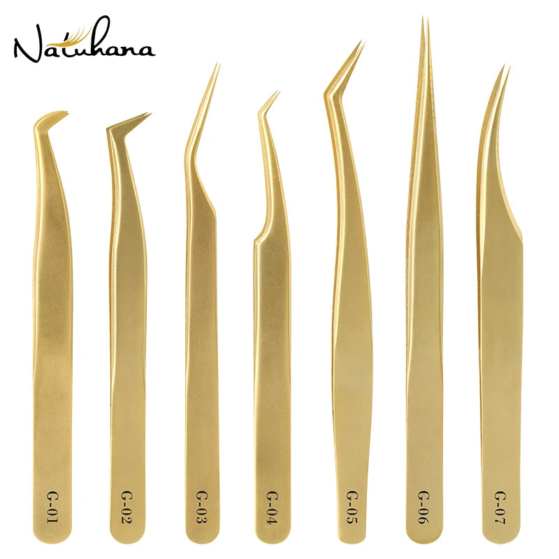NATUHANA Professional for 3D Tweezers Stainless Steel Volume Eyebrow Tweezer False Eyelash Extension Tweezers for Makeup Tools