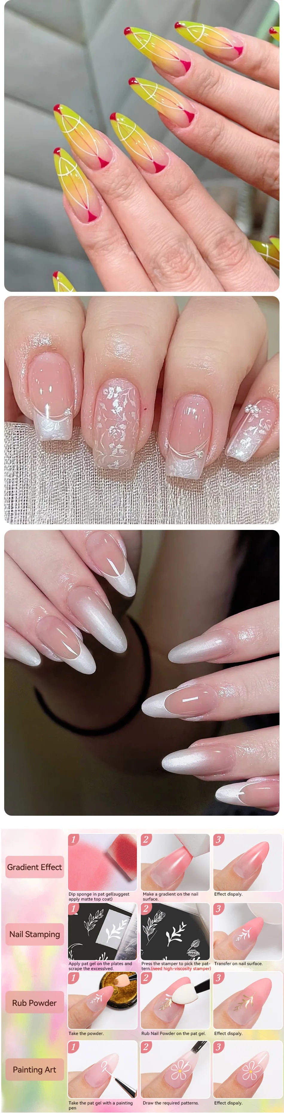 UR SUGAR 4 In 1 Pat Painting Gel Nail Polish Blooming Transfer Design UV LED Soak Off Gel Varnish Gradient Patting Gel Palette