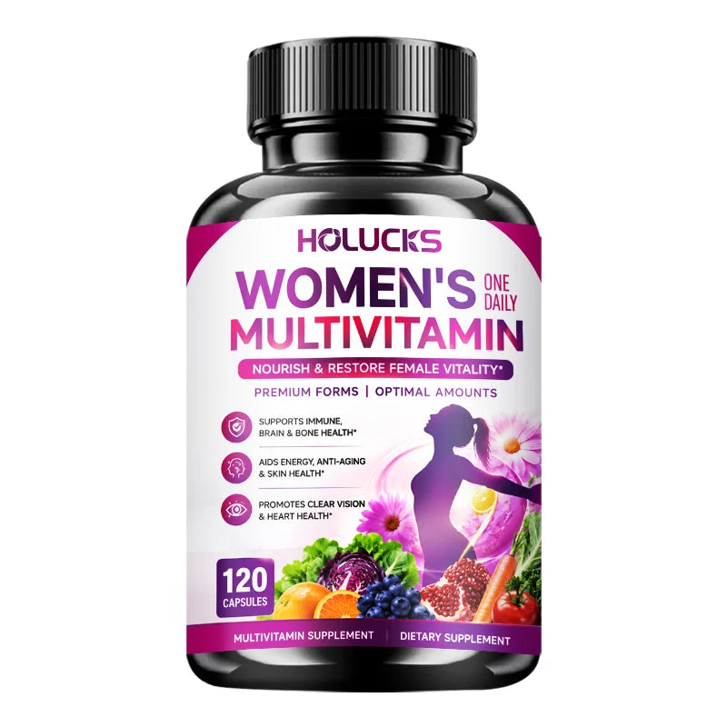 Women's Multivitamin Capsules, with Vitamin A C D3 E B- Calcium Zinc Collagen CoQ10, Support Energy, Bone, Anti-Aging & Vitality