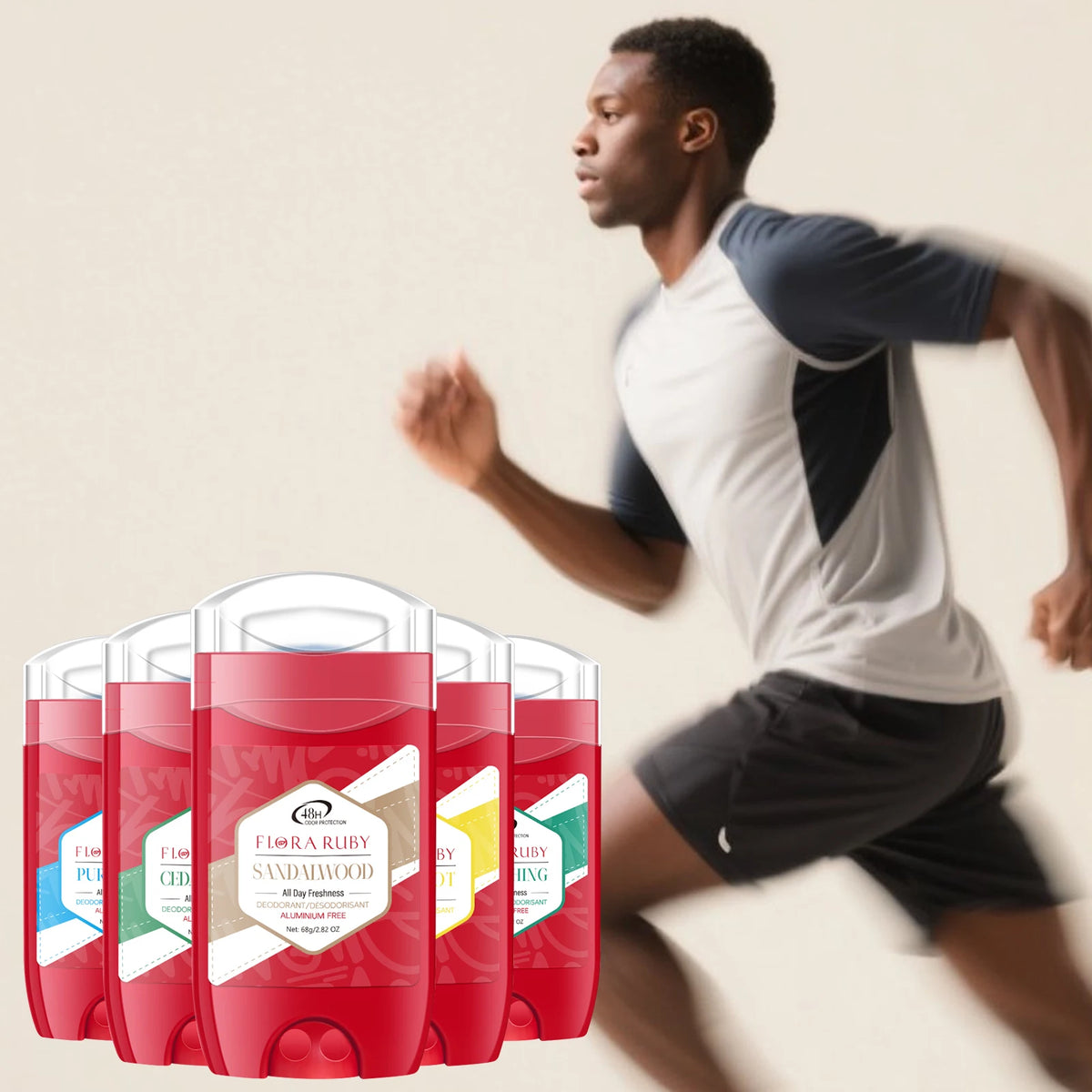 Aluminum Free Deodorant for Men,48H Odor Protection,48H Freshness & Lasting,with Sandalwood Cedarwood Scent,85g/3OZ