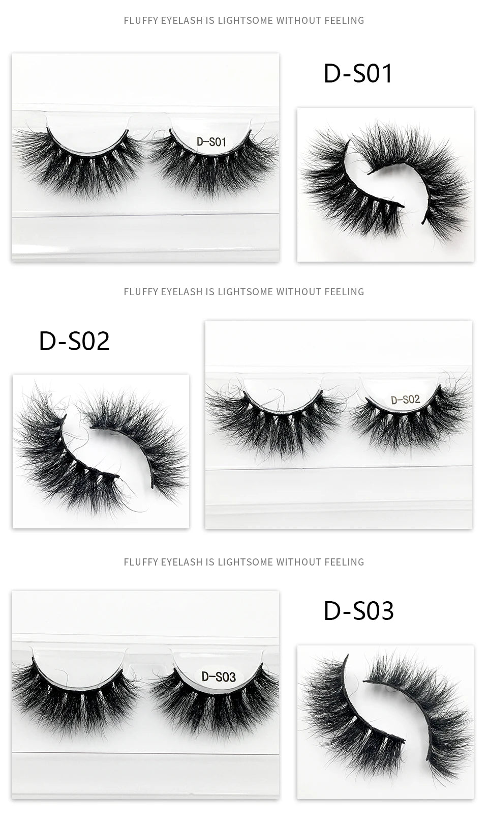 Cruelty Free Fluffy Mink Eyelashes High Quality C/D Curl Soft Wispy Volume Strip Lashes Natural Mink Lashes