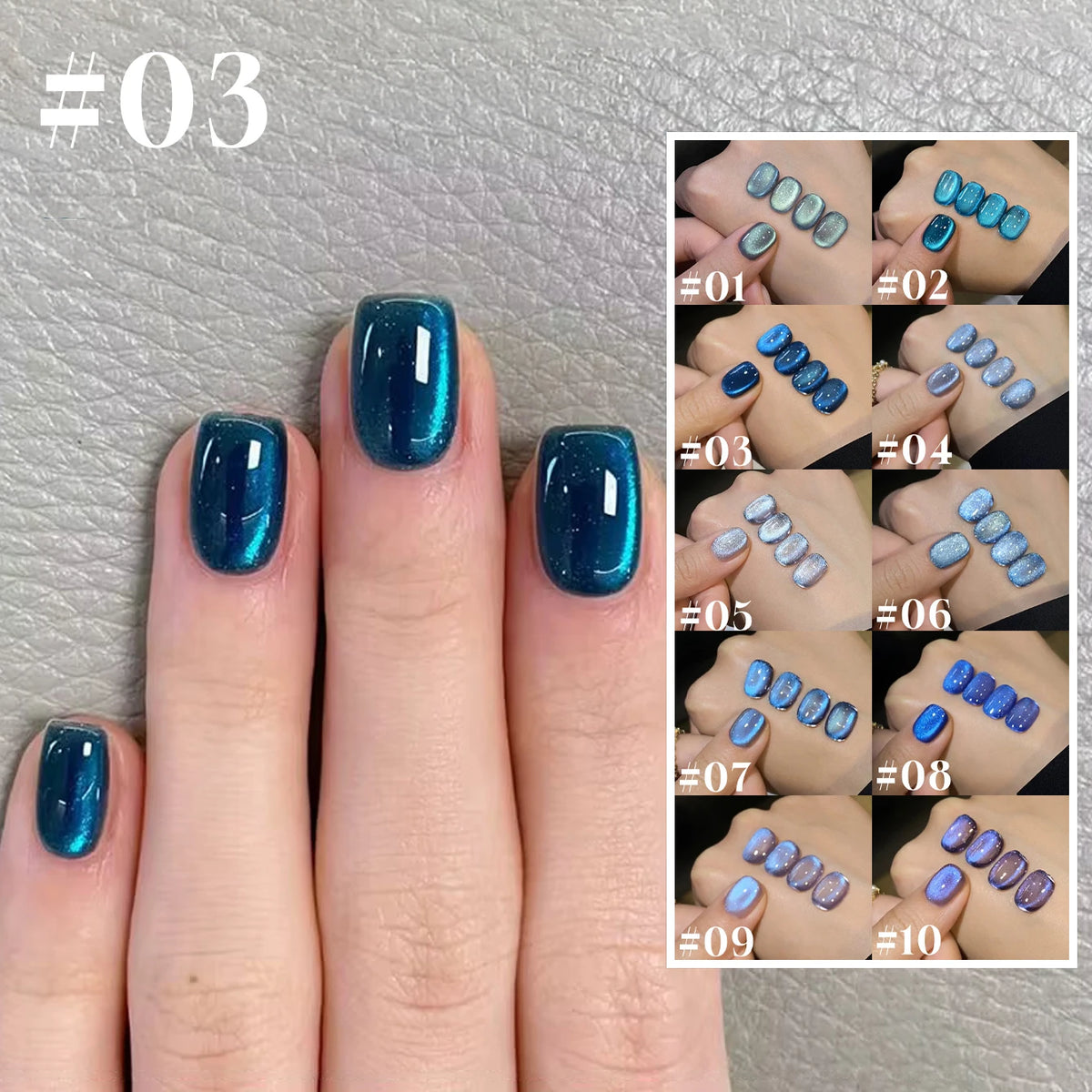 MIANEL 10ML 2026 New Satin Blue Glacier BubbleCrystal Cat Eye Gel Nail Polish For Nail Salons Blue Nails 1-8PCS