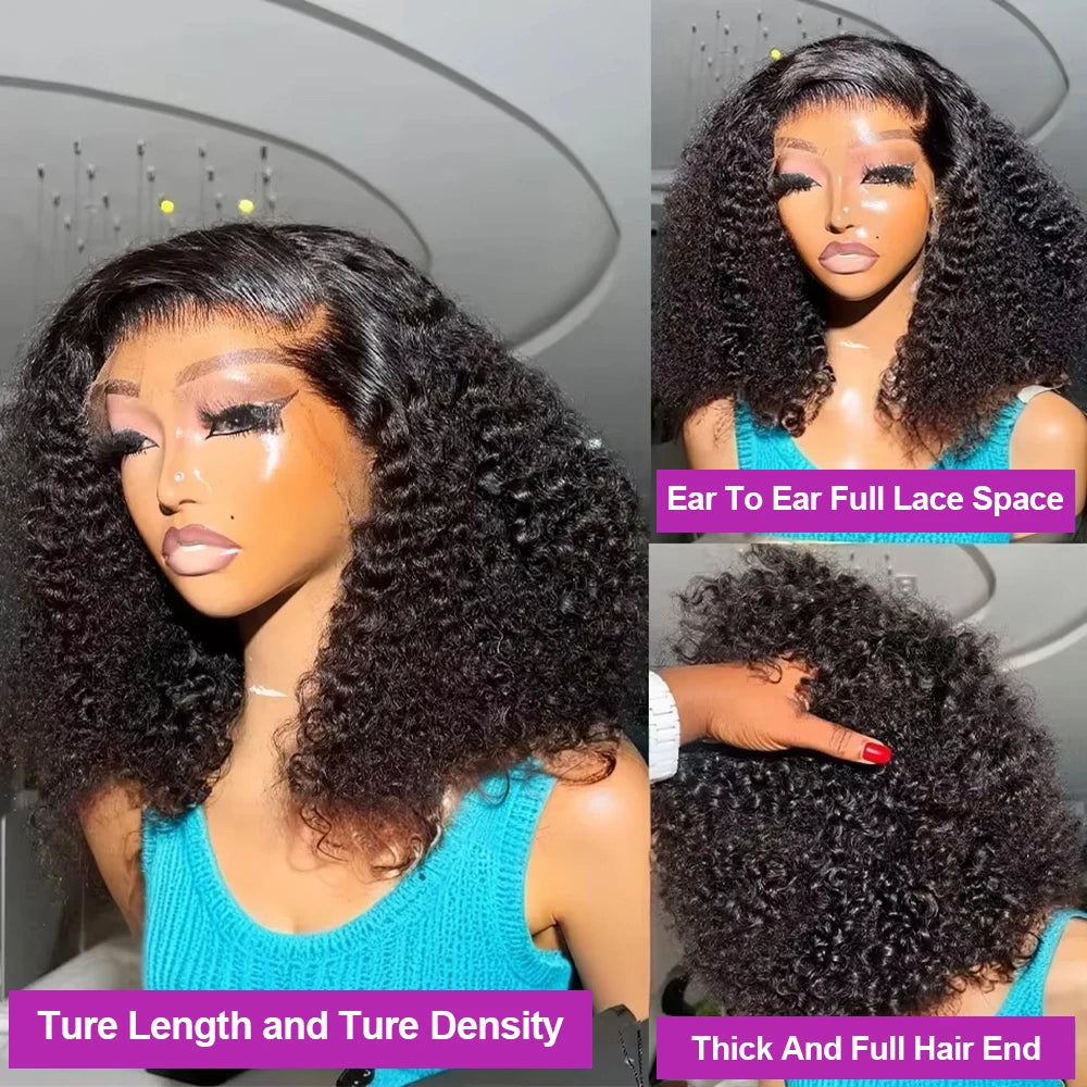 Brazilian Water Curly Lace Front Wig Short Bob Glueless Wigs Human Hair Deep Wave 13X6 Hd Lace Frontal Wig For Women 250 Density