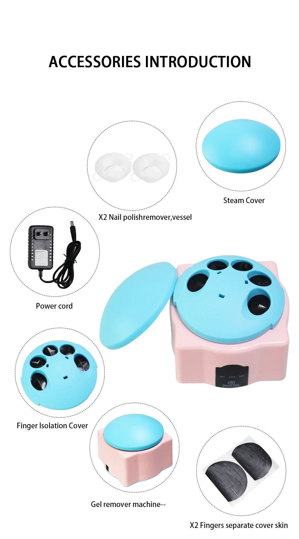 Electric Steam Gel Nail Remover Upgraded Acrylic Nail Polish Removal Box Nail Polish Beauty Salon Machine for Nail Gel Polish