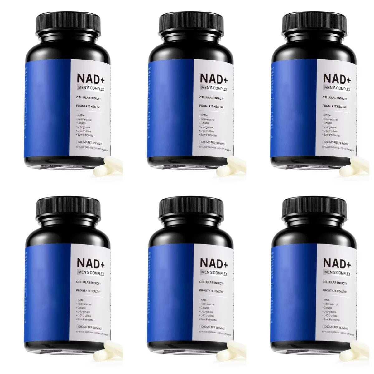 NAD+ Men’s Complex with L-Arginine CoQ10 & Resveratrol – Daily Energy Antioxidant & Wellness Support Vegan Non-GMO 60 Capsules